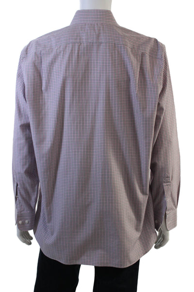 Bonobos Mens Plaid Button-Down Shirt Pink Size 35