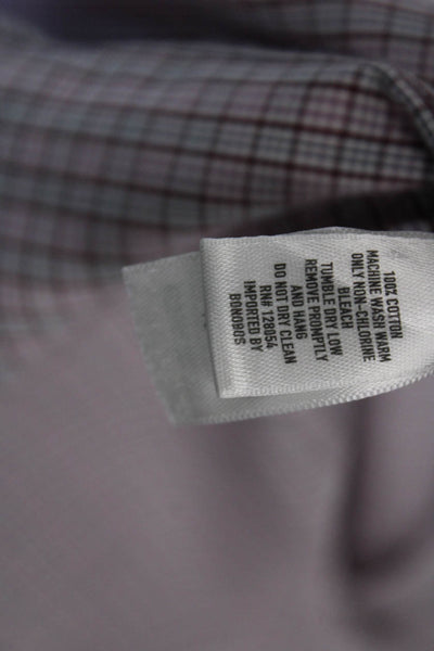 Bonobos Mens Plaid Button-Down Shirt Pink Size 35