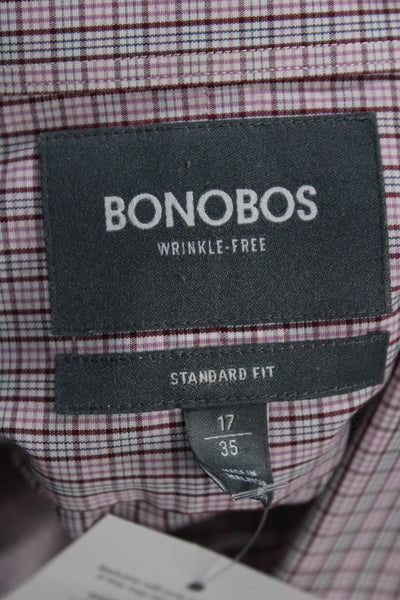 Bonobos Mens Plaid Button-Down Shirt Pink Size 35