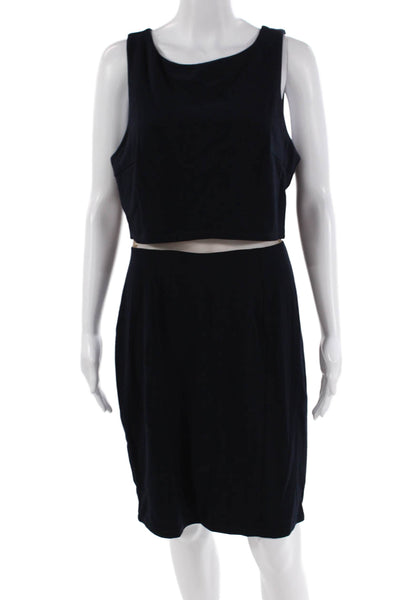 Bailey 44 Womens Mesh Trim Scoop Neck Sleeveless Layered Dress Navy Size L