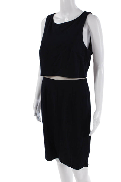 Bailey 44 Womens Mesh Trim Scoop Neck Sleeveless Layered Dress Navy Size L