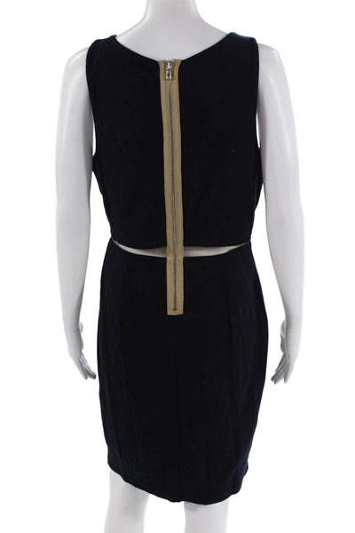 Bailey 44 Womens Mesh Trim Scoop Neck Sleeveless Layered Dress Navy Size L