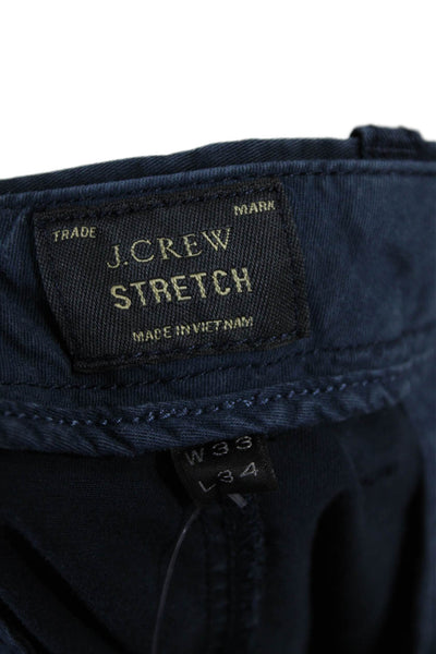 J Crew Mens Cotton Flat Front Straight Leg Pants Blue Size 33