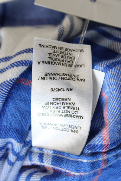 Vineyard Vines Mens Plaid Button Down Shirt Blue White Cotton Size Large