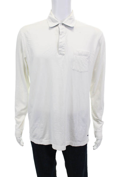 Vineyard Vines Mens Crew Neck Long Sleeves Polo Shirt White Size Medium