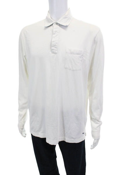 Vineyard Vines Mens Crew Neck Long Sleeves Polo Shirt White Size Medium