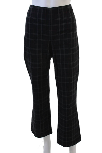 Bailey 44 Womens Plaid Zip Up Mid-Rise Flared Pants Green Size M