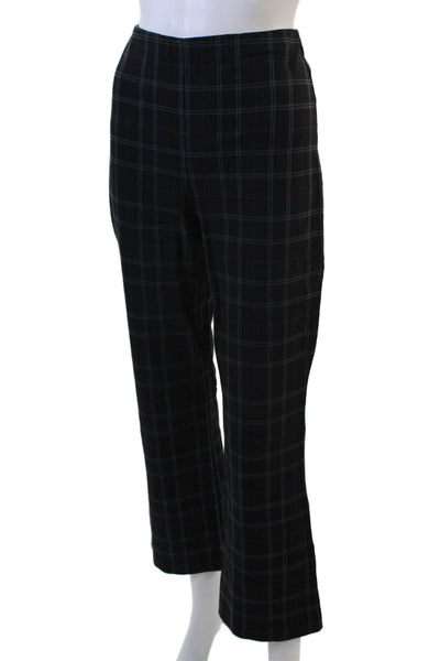 Bailey 44 Womens Plaid Zip Up Mid-Rise Flared Pants Green Size M