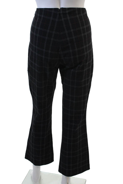 Bailey 44 Womens Plaid Zip Up Mid-Rise Flared Pants Green Size M