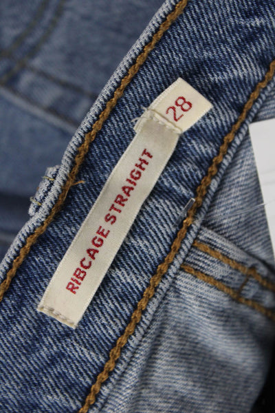 Levis Womens Cotton Denim Distressed High-Rise Jeans Blue Size 28