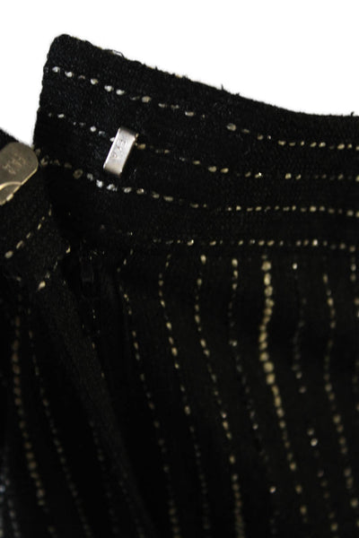 Azulu Womesn Striped High-Rise Wide Leg Pants Trousers Black Size 4