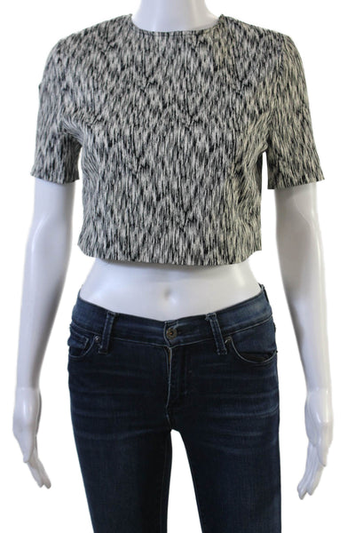 Torn by Ronny Kobo Womens Cotton Blend Abstract Cropped Top Black Size S