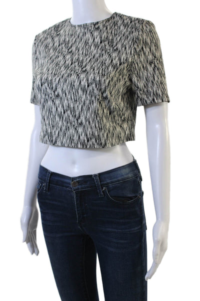 Torn by Ronny Kobo Womens Cotton Blend Abstract Cropped Top Black Size S