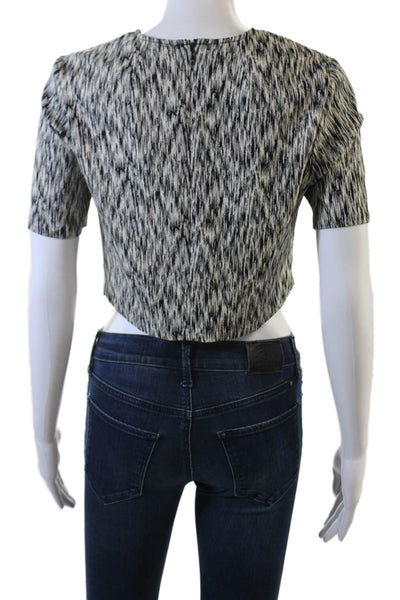 Torn by Ronny Kobo Womens Cotton Blend Abstract Cropped Top Black Size S