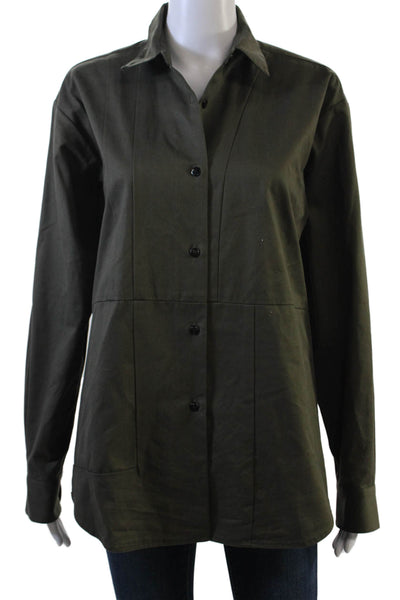 Kimberly Taylor Womens Collared long Sleeve Button Up Blouse Top Olive Size L