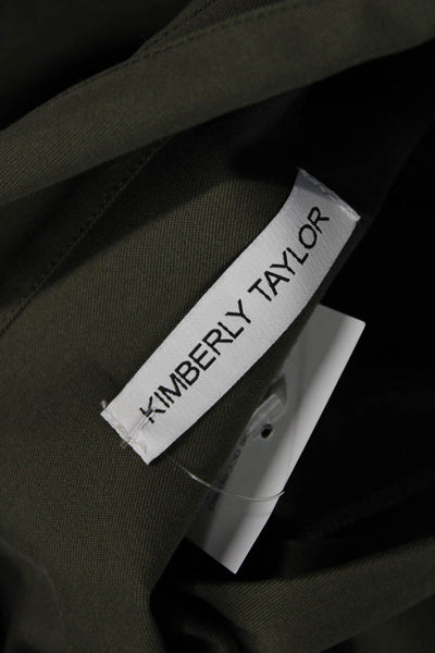 Kimberly Taylor Womens Collared long Sleeve Button Up Blouse Top Olive Size L