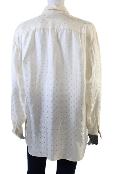 Kimberly Taylor Womens Two-Toned Polka Dot Blouse Top Black Size M
