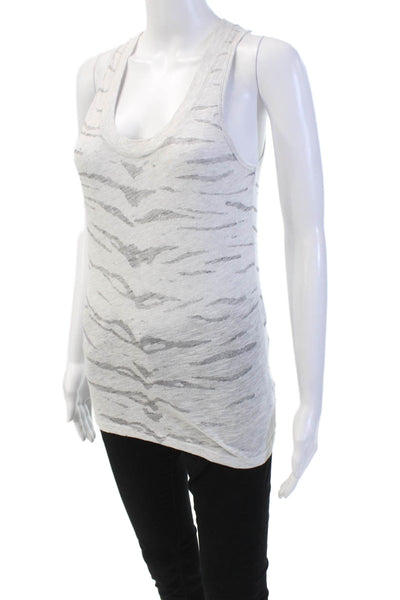 Monrow Womens Scoop Neck Sleeveless Animal Print Tank Top Gray Size M