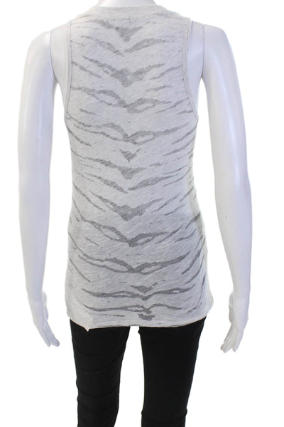 Monrow Womens Scoop Neck Sleeveless Animal Print Tank Top Gray Size M