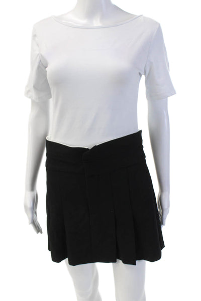 Zara Womens Pleated Foldover Waist Mini Skort Black Size M