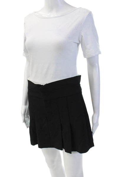 Zara Womens Pleated Foldover Waist Mini Skort Black Size M