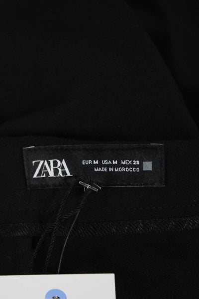 Zara Womens Pleated Foldover Waist Mini Skort Black Size M