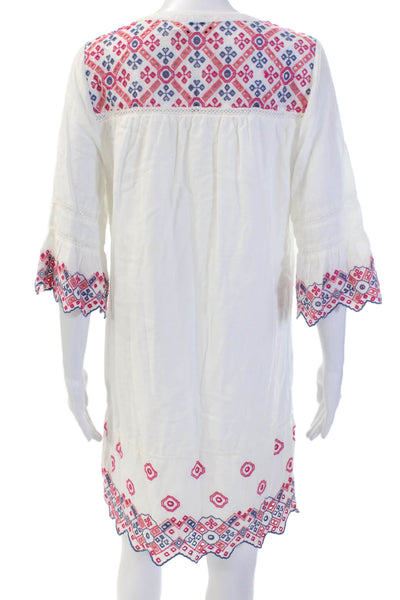 Vineyard Vines Womens Short Sleeve V Neck Embroidered Trim White Size 8
