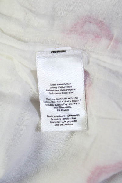 Vineyard Vines Womens Short Sleeve V Neck Embroidered Trim White Size 8