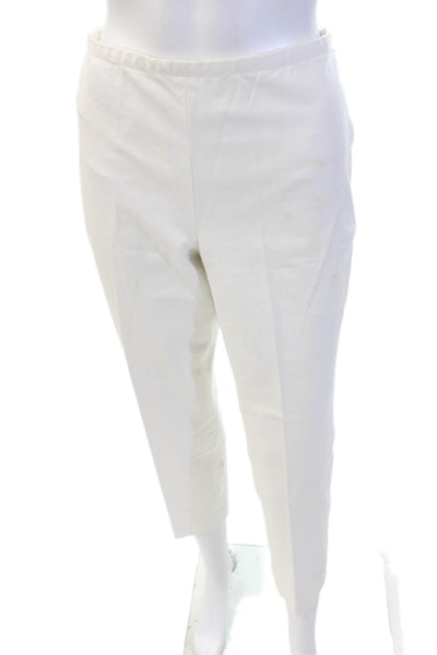J. Mclaughlin Womens Side Zip High Rise Pleated Trouser Pants White Cotton 8