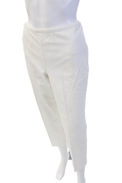 J. Mclaughlin Womens Side Zip High Rise Pleated Trouser Pants White Cotton 8