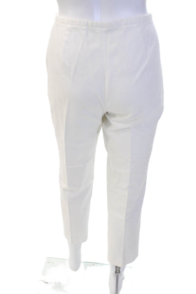 J. Mclaughlin Womens Side Zip High Rise Pleated Trouser Pants White Cotton 8