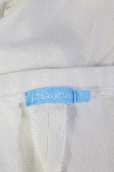 J. Mclaughlin Womens Side Zip High Rise Pleated Trouser Pants White Cotton 8