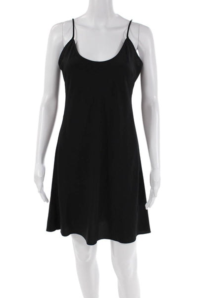 Megan Park Womens Basic Spaghetti Strap Slip Dress Solid Black Size 1