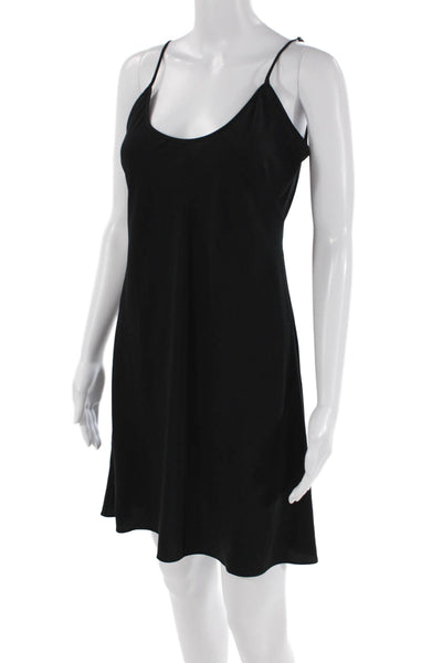 Megan Park Womens Basic Spaghetti Strap Slip Dress Solid Black Size 1