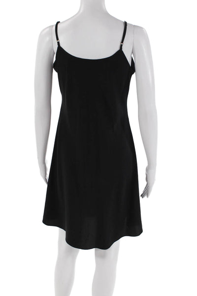 Megan Park Womens Basic Spaghetti Strap Slip Dress Solid Black Size 1