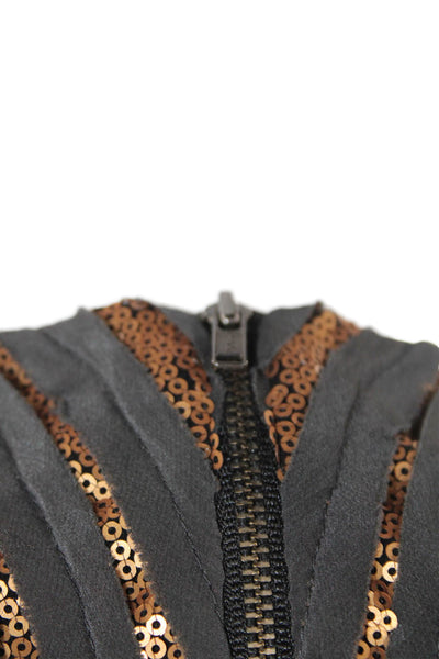 Sachin & Babi Womens Silk Striped Sequined Detail Cowl Neck Dress Gray Size 4