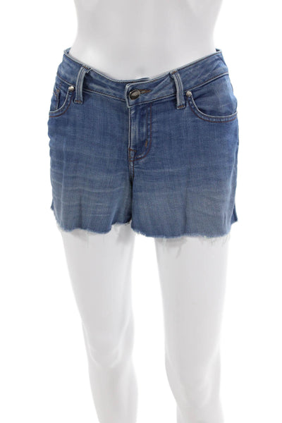 Level 99 Womens Cotton Distressed Detail Pocketed Denim Shorts Blue Size 29