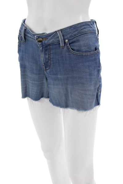 Level 99 Womens Cotton Distressed Detail Pocketed Denim Shorts Blue Size 29