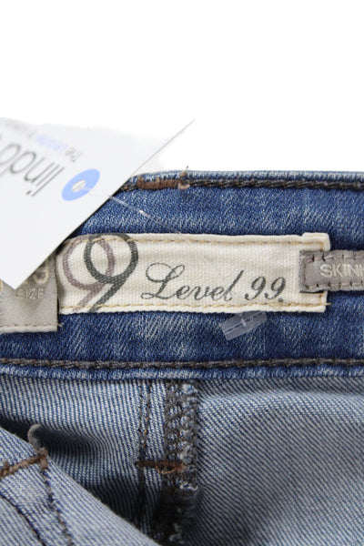 Level 99 Womens Cotton Distressed Detail Pocketed Denim Shorts Blue Size 29