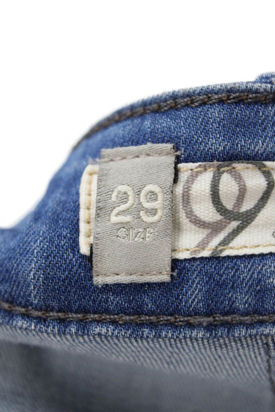 Level 99 Womens Cotton Distressed Detail Pocketed Denim Shorts Blue Size 29
