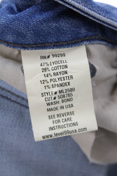 Level 99 Womens Cotton Distressed Detail Pocketed Denim Shorts Blue Size 29