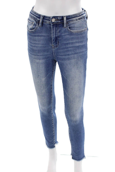 Vervet Womens Cotton Distressed Ankle Detail Pocketed Skinny Jeans Blue Size 26
