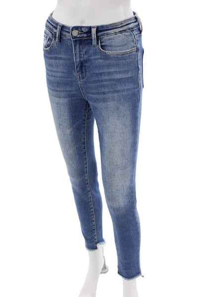 Vervet Womens Cotton Distressed Ankle Detail Pocketed Skinny Jeans Blue Size 26