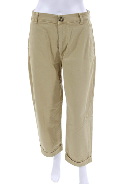 Fiorucci Womens Cotton Wide Cuffed Leg Pocketed Casual Pants Beige Size 29