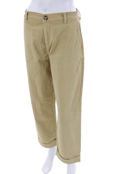 Fiorucci Womens Cotton Wide Cuffed Leg Pocketed Casual Pants Beige Size 29