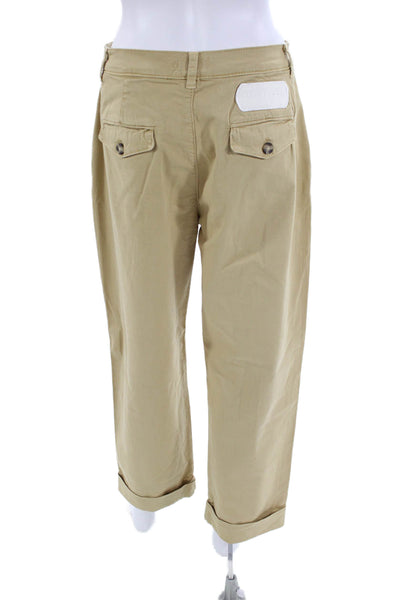 Fiorucci Womens Cotton Wide Cuffed Leg Pocketed Casual Pants Beige Size 29