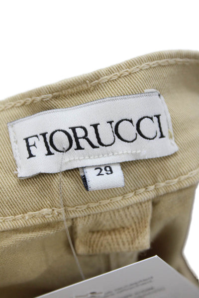Fiorucci Womens Cotton Wide Cuffed Leg Pocketed Casual Pants Beige Size 29