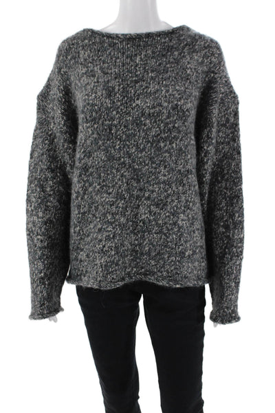 Zara Womens Chunky Knitted Long Sleeve Round Neck Sweater Gray Size S