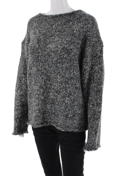 Zara Womens Chunky Knitted Long Sleeve Round Neck Sweater Gray Size S
