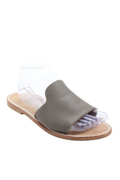 Sandalia Womens Single Strap Slide Snadals Brown Leather Size 39